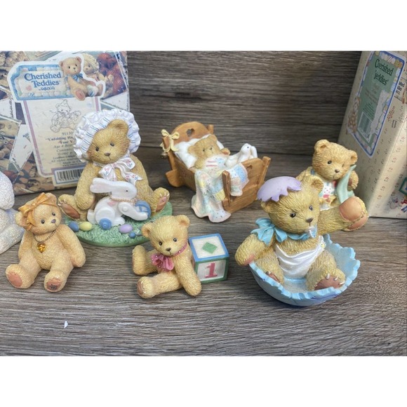 Lot Of 10 Enesco Cherished Teddies From 1992 to 1998, 2 Boxes Birthday, Carousel - Picture 3 of 16